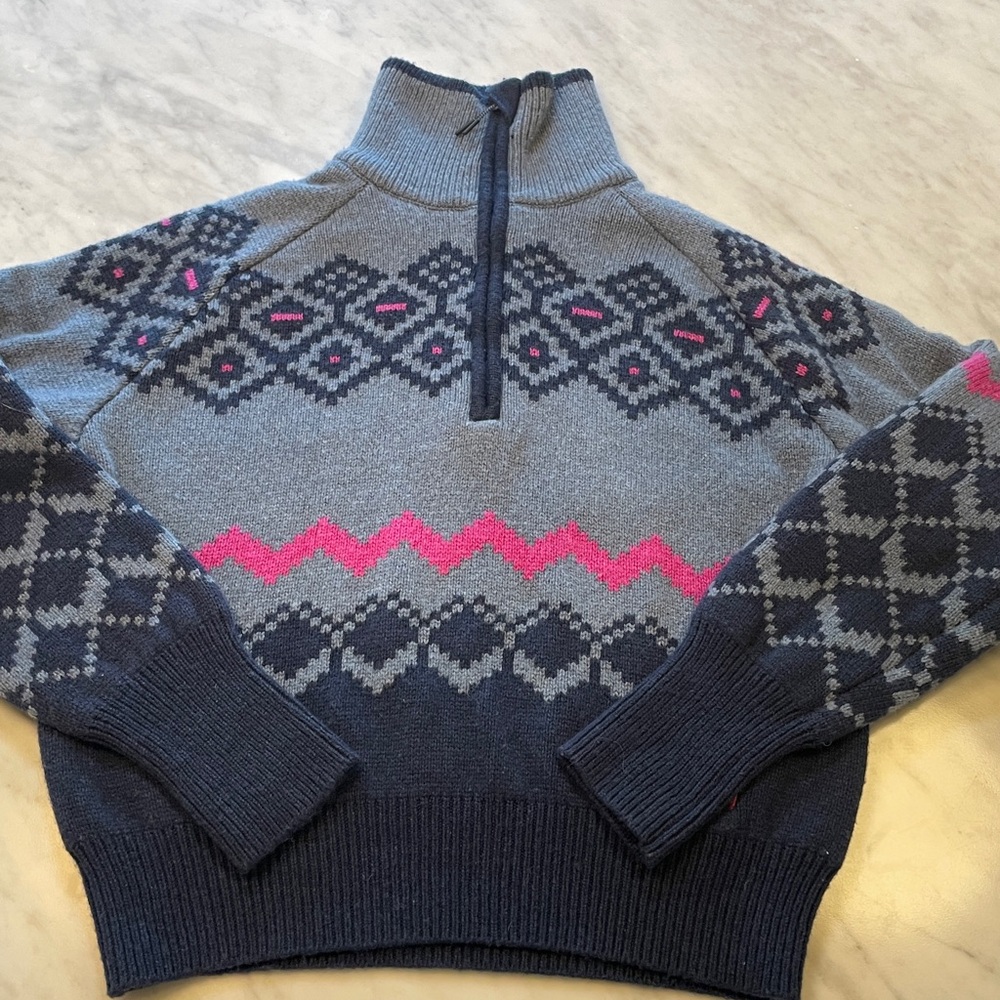 KARI TRAA Agnes knit wool half zip alpine fair isle sweater size L - Picture 3 of 8